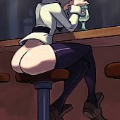 Cute toon hotty jerking cock.